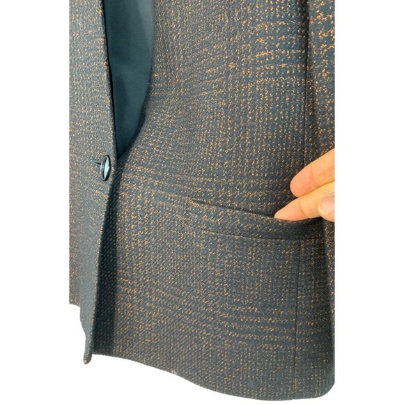 VTG Kasper Size 6/8P Wool Plaid Blazer & Skirt Set Suit Black Plaid 7220 - Picture 3 of 8